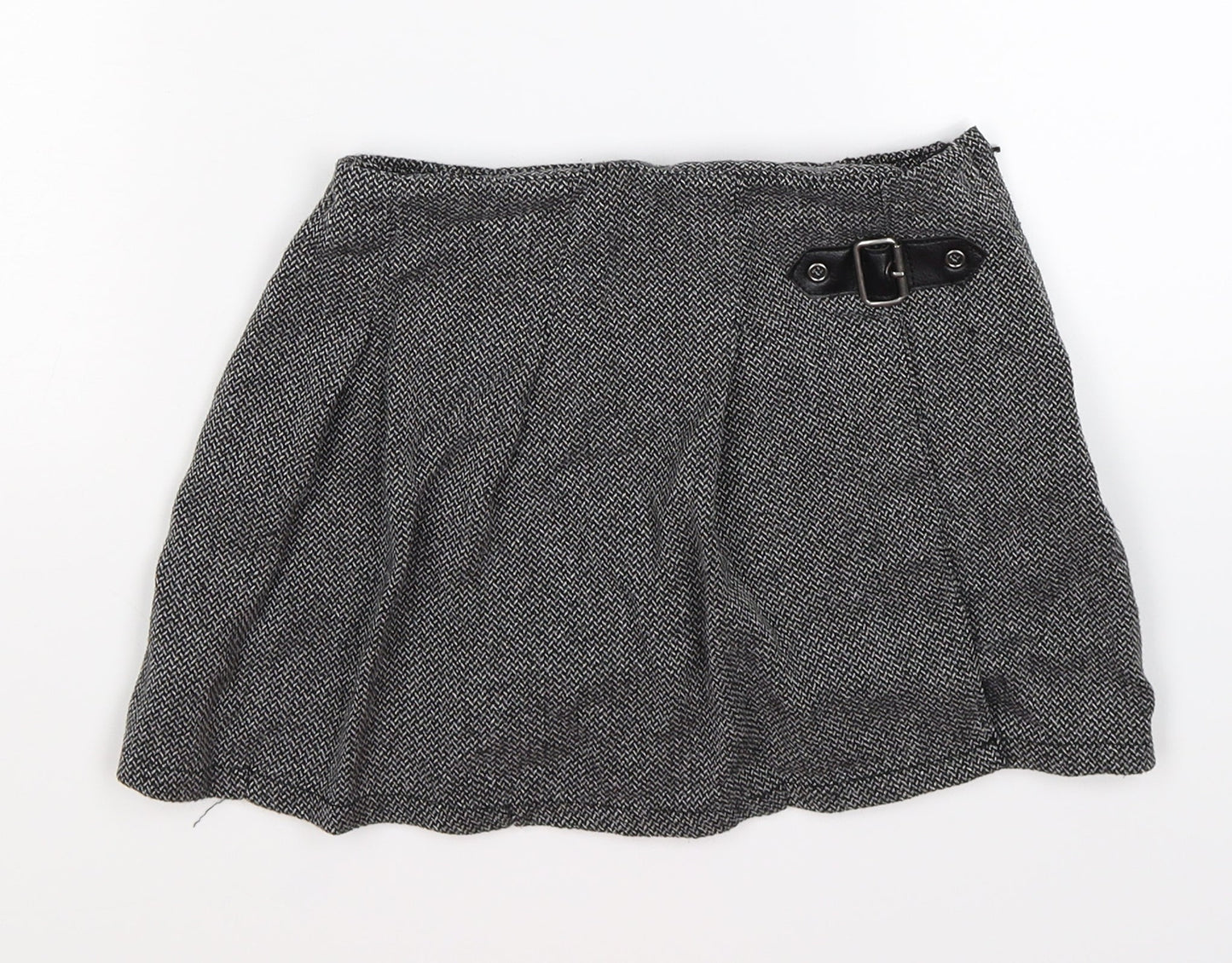 NEXT Girls Grey Herringbone Knit Pleated Skirt Size 10 Years