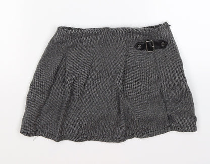 NEXT Girls Grey Herringbone Knit Pleated Skirt Size 10 Years
