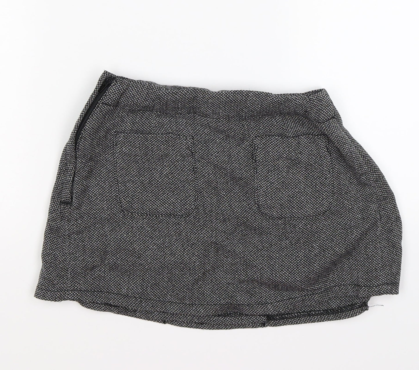 NEXT Girls Grey Herringbone Knit Pleated Skirt Size 10 Years