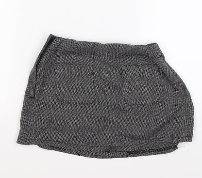 NEXT Girls Grey Herringbone Knit Pleated Skirt Size 10 Years