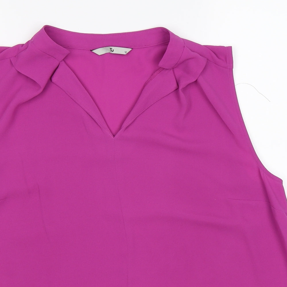 TU Womens Purple  Chiffon Tunic T-Shirt Size 12