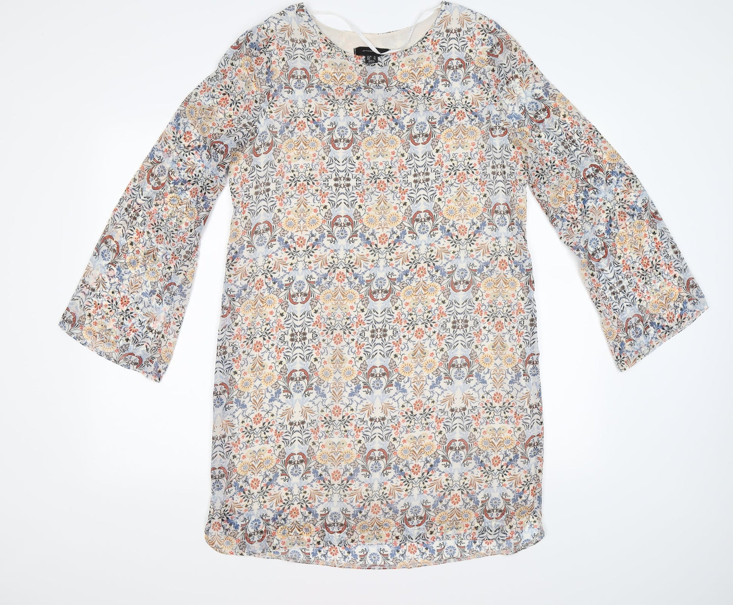 Atmosphere Womens White Floral Chiffon Shirt Dress  Size 12