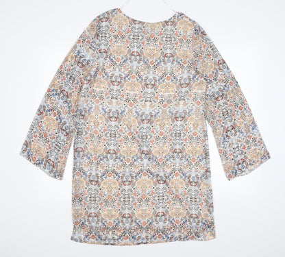 Atmosphere Womens White Floral Chiffon Shirt Dress  Size 12