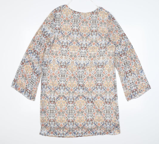 Atmosphere Womens White Floral Chiffon Shirt Dress  Size 12