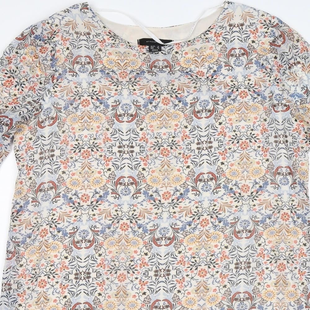 Atmosphere Womens White Floral Chiffon Shirt Dress  Size 12