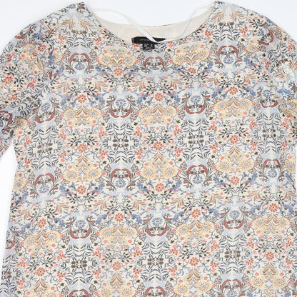 Atmosphere Womens White Floral Chiffon Shirt Dress  Size 12