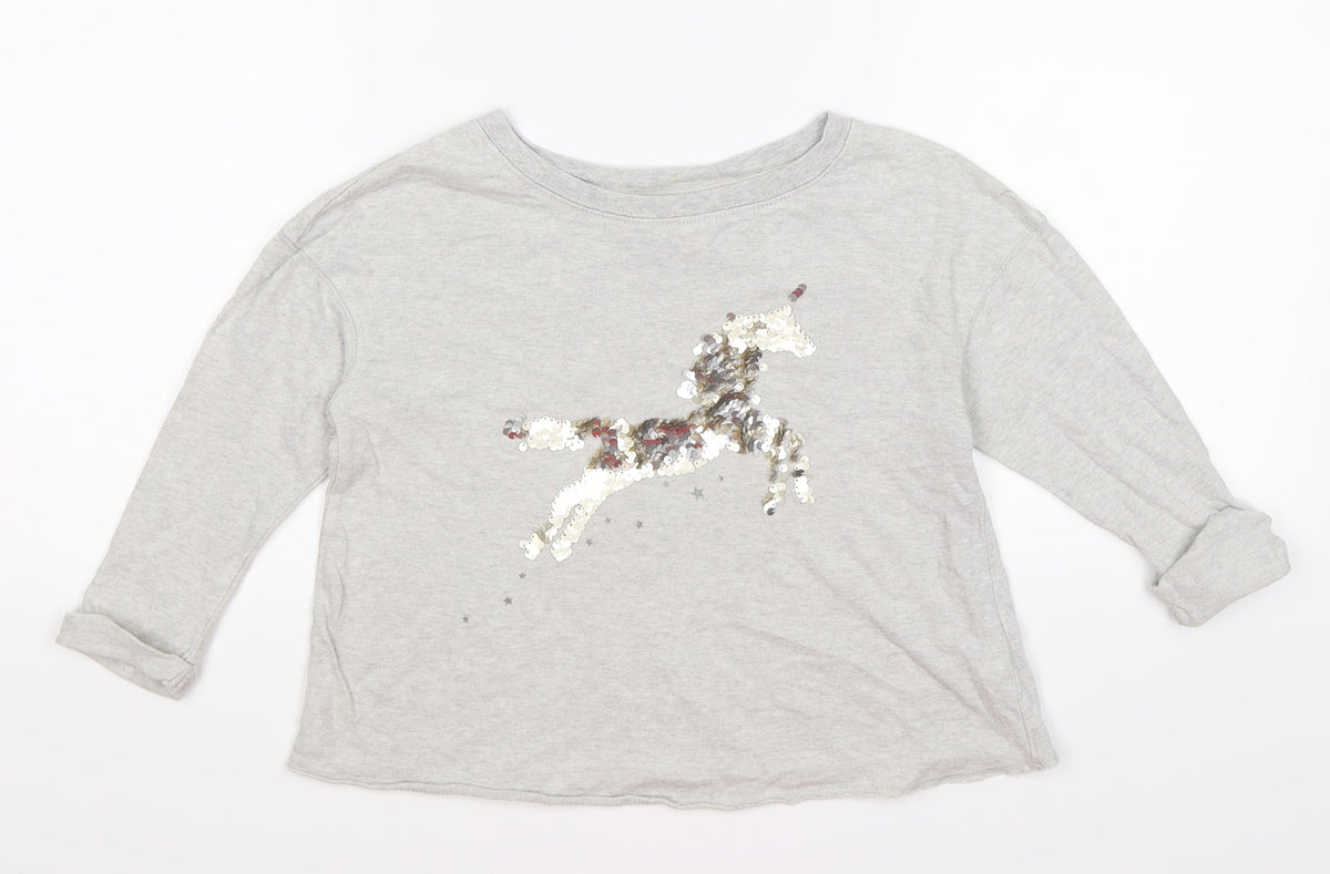 Next Girls Grey   Pullover Jumper Size 4 Years  - unicorn sequins