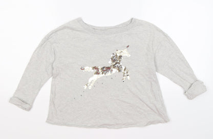 Next Girls Grey   Pullover Jumper Size 4 Years  - unicorn sequins