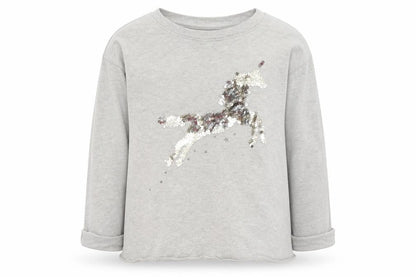 Next Girls Grey   Pullover Jumper Size 4 Years  - unicorn sequins