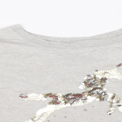 Next Girls Grey   Pullover Jumper Size 4 Years  - unicorn sequins