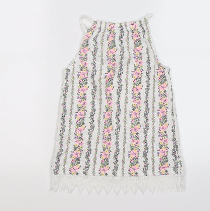 Matalan Girls White Floral Crepe Tunic Tank Size 10 Years