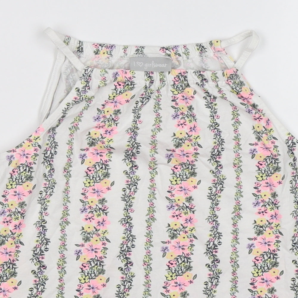 Matalan Girls White Floral Crepe Tunic Tank Size 10 Years
