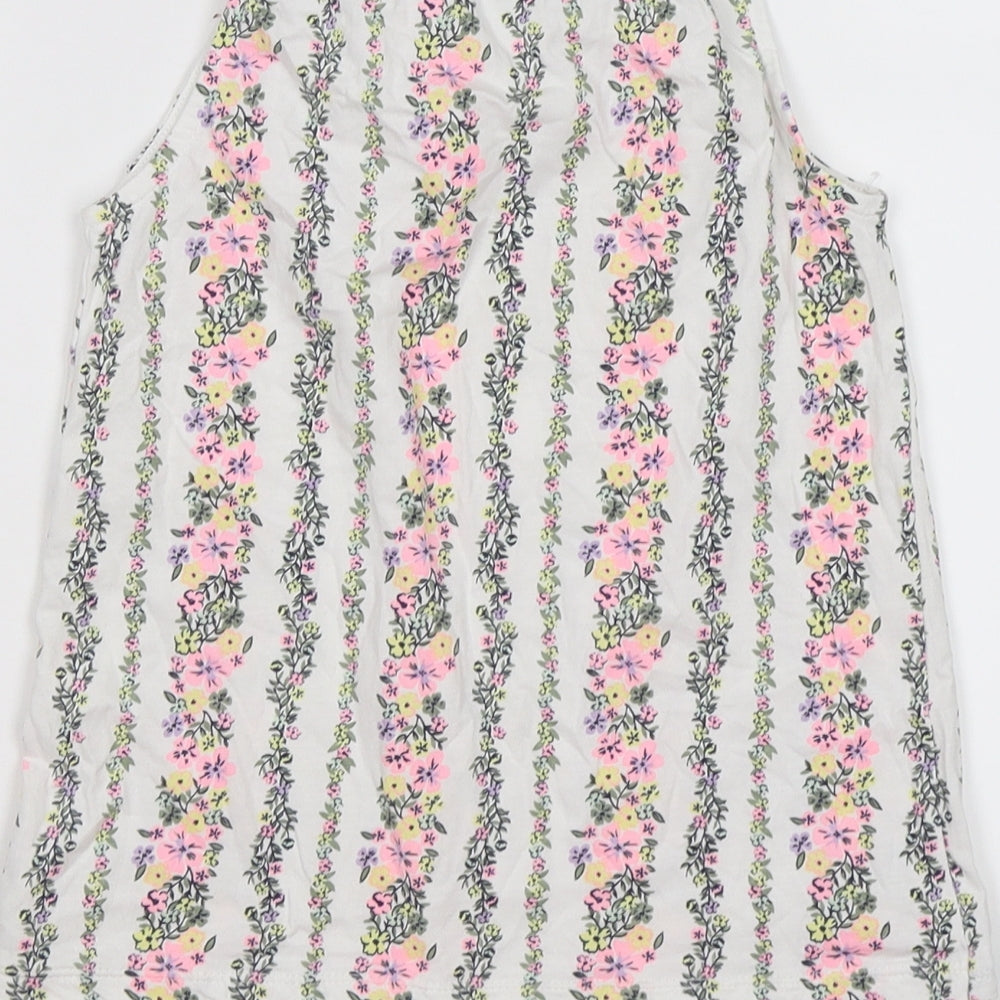 Matalan Girls White Floral Crepe Tunic Tank Size 10 Years