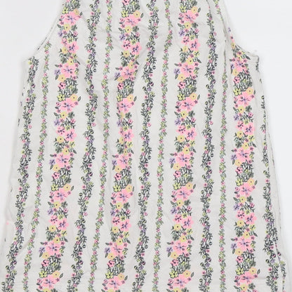 Matalan Girls White Floral Crepe Tunic Tank Size 10 Years