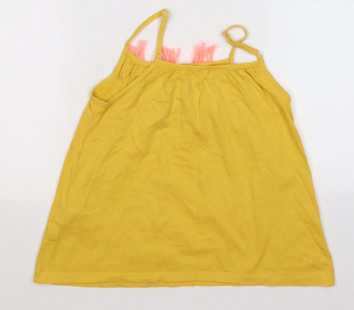 Matalan Girls Yellow Striped  Basic Tank Size 9 Years  - boho tassel