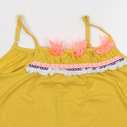 Matalan Girls Yellow Striped  Basic Tank Size 9 Years  - boho tassel