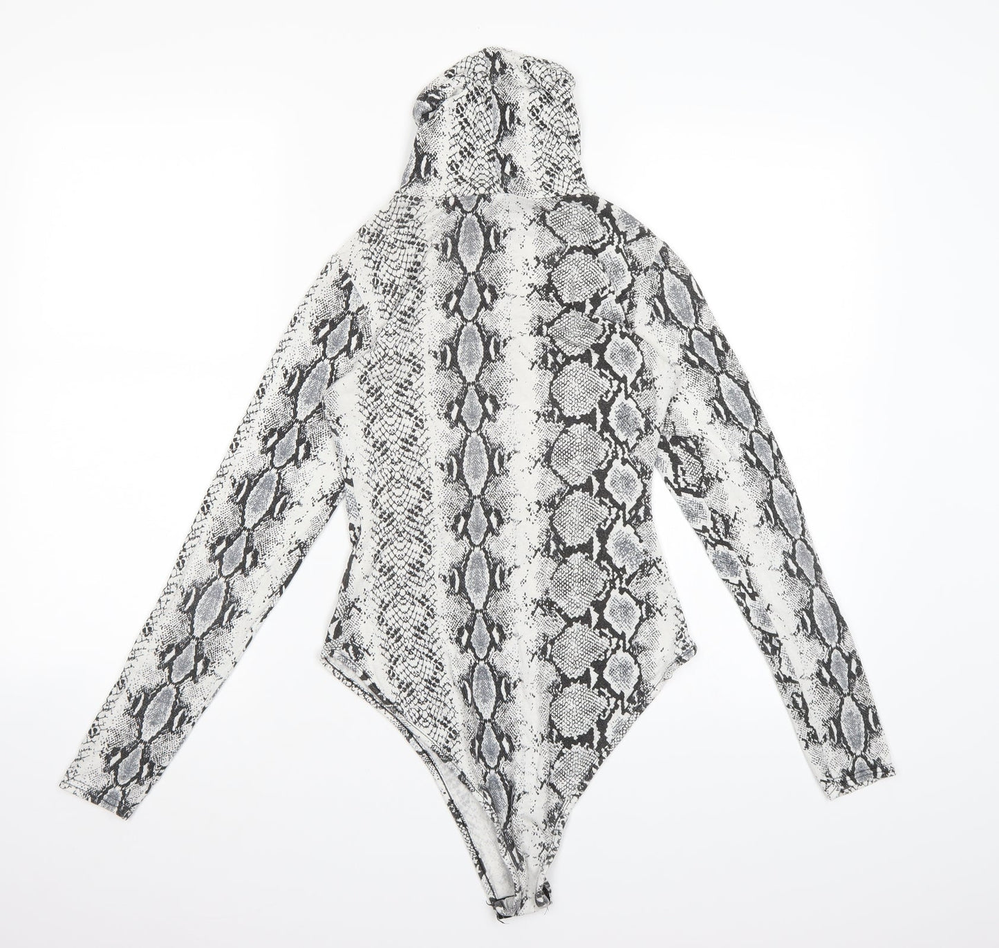 PRETTYLITTLETHING Womens Grey Animal Print  Bodysuit One-Piece Size 8