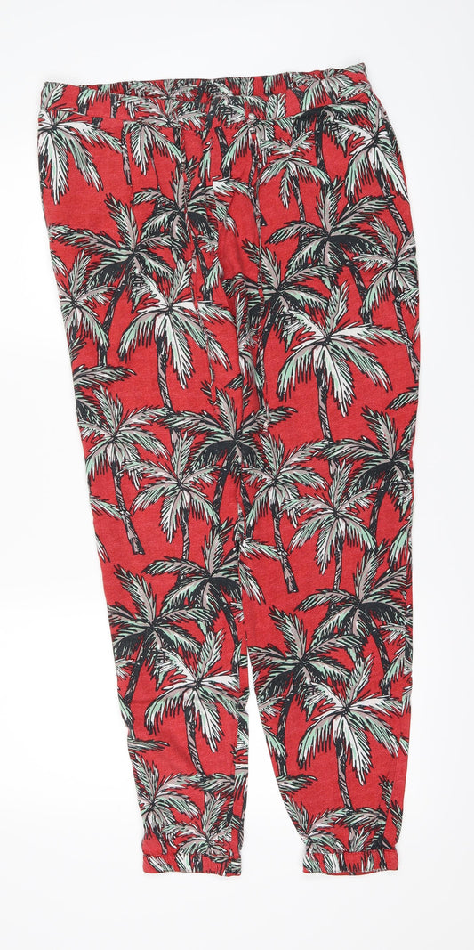 Mng Womens Red Floral  Trousers  Size M L28 in