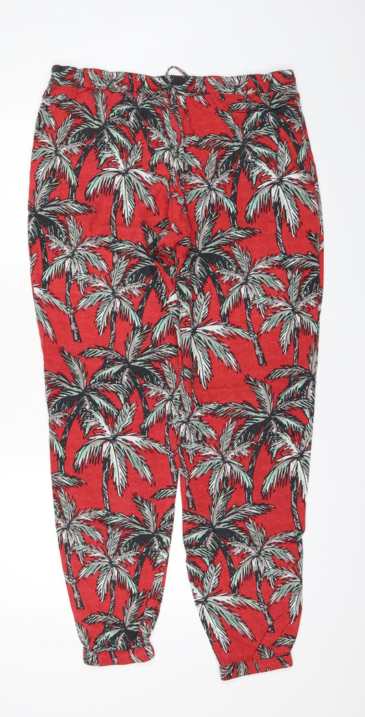 Mng Womens Red Floral  Trousers  Size M L28 in