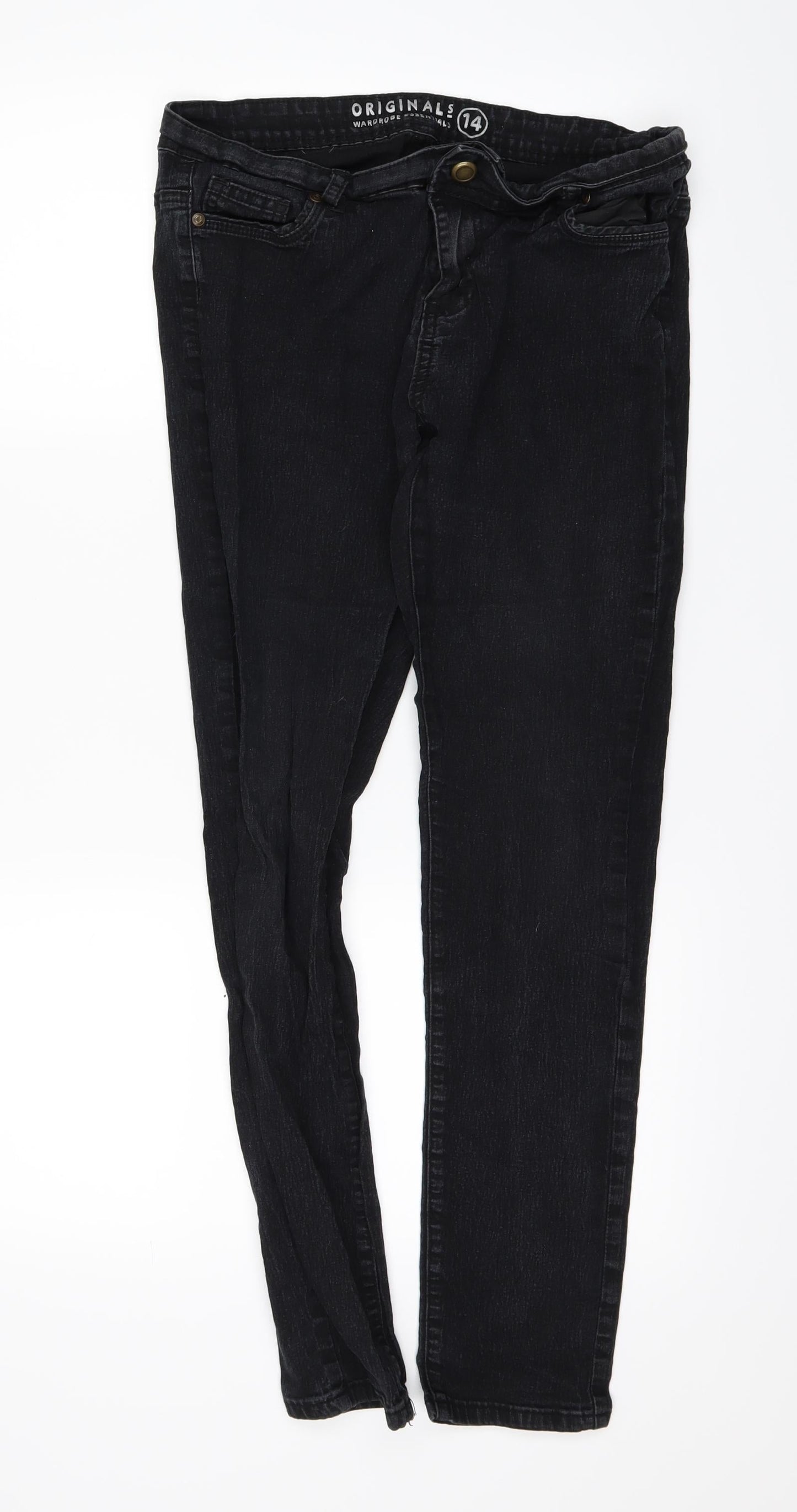 originals Womens Black  Denim Straight Jeans Size 14 L26 in