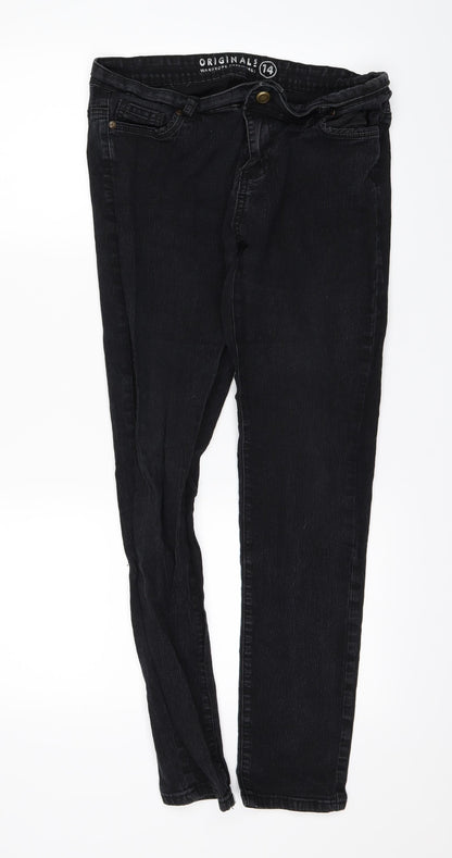 originals Womens Black  Denim Straight Jeans Size 14 L26 in
