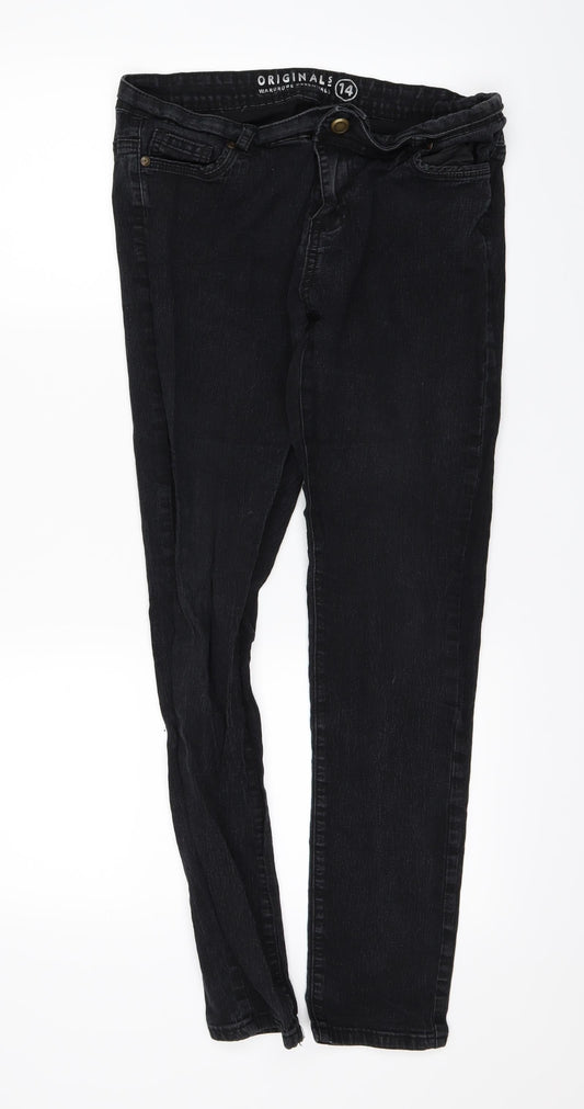 originals Womens Black  Denim Straight Jeans Size 14 L26 in