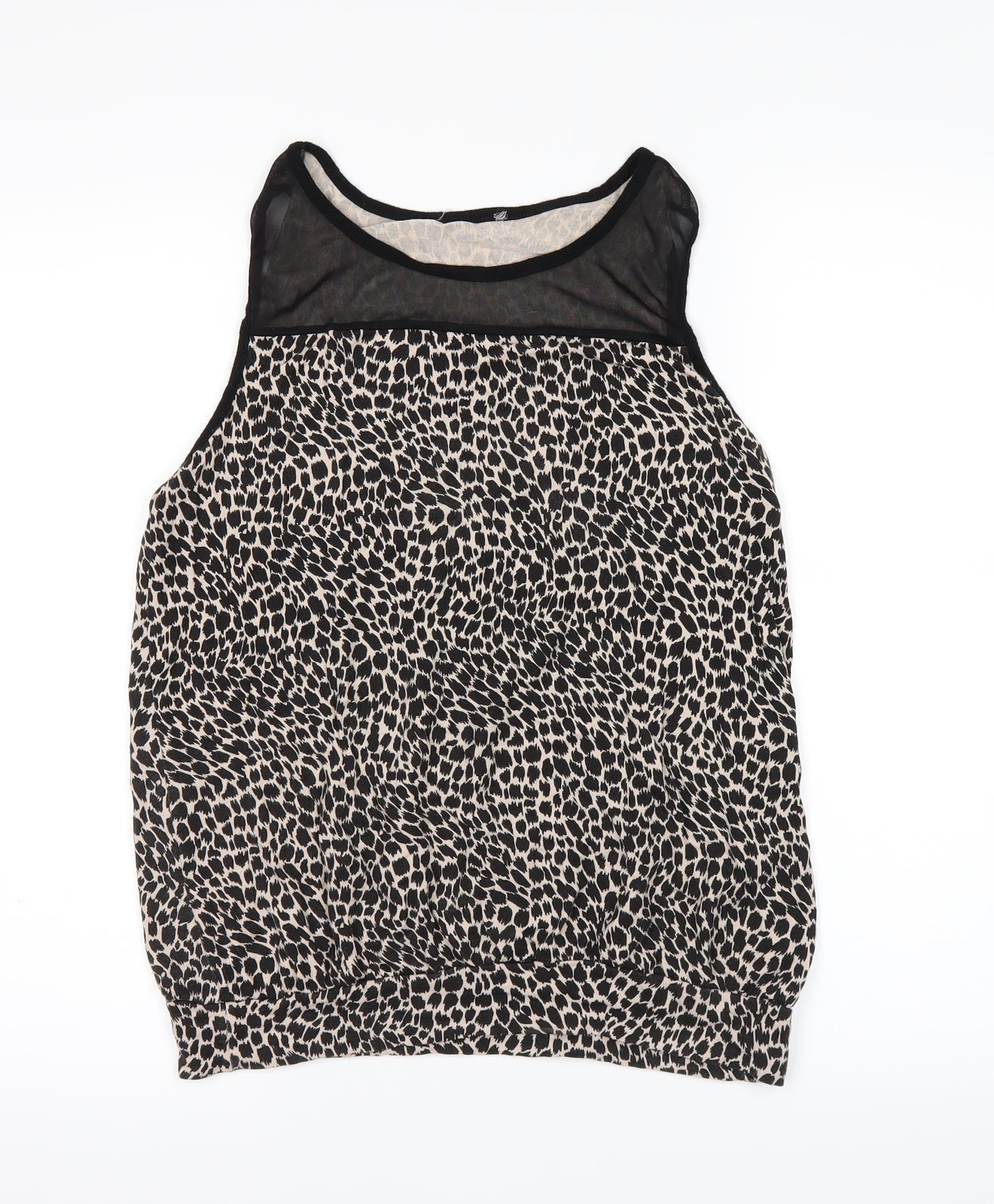 Peacocks Womens Black Animal Print  Basic T-Shirt Size 12