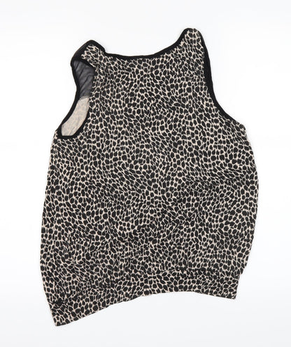 Peacocks Womens Black Animal Print  Basic T-Shirt Size 12