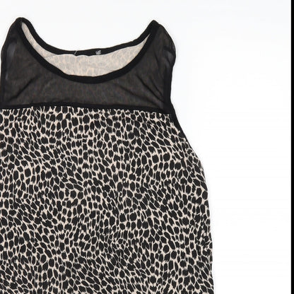 Peacocks Womens Black Animal Print  Basic T-Shirt Size 12