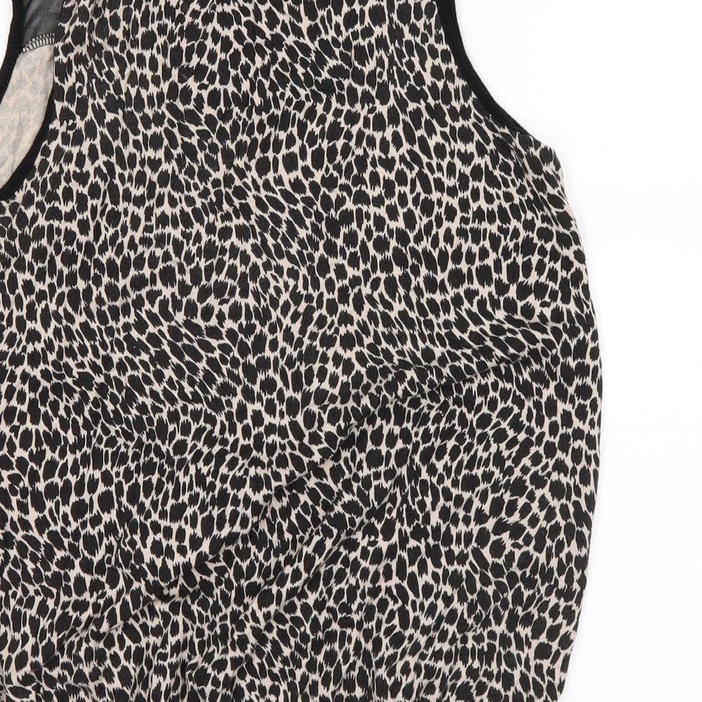 Peacocks Womens Black Animal Print  Basic T-Shirt Size 12