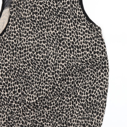 Peacocks Womens Black Animal Print  Basic T-Shirt Size 12