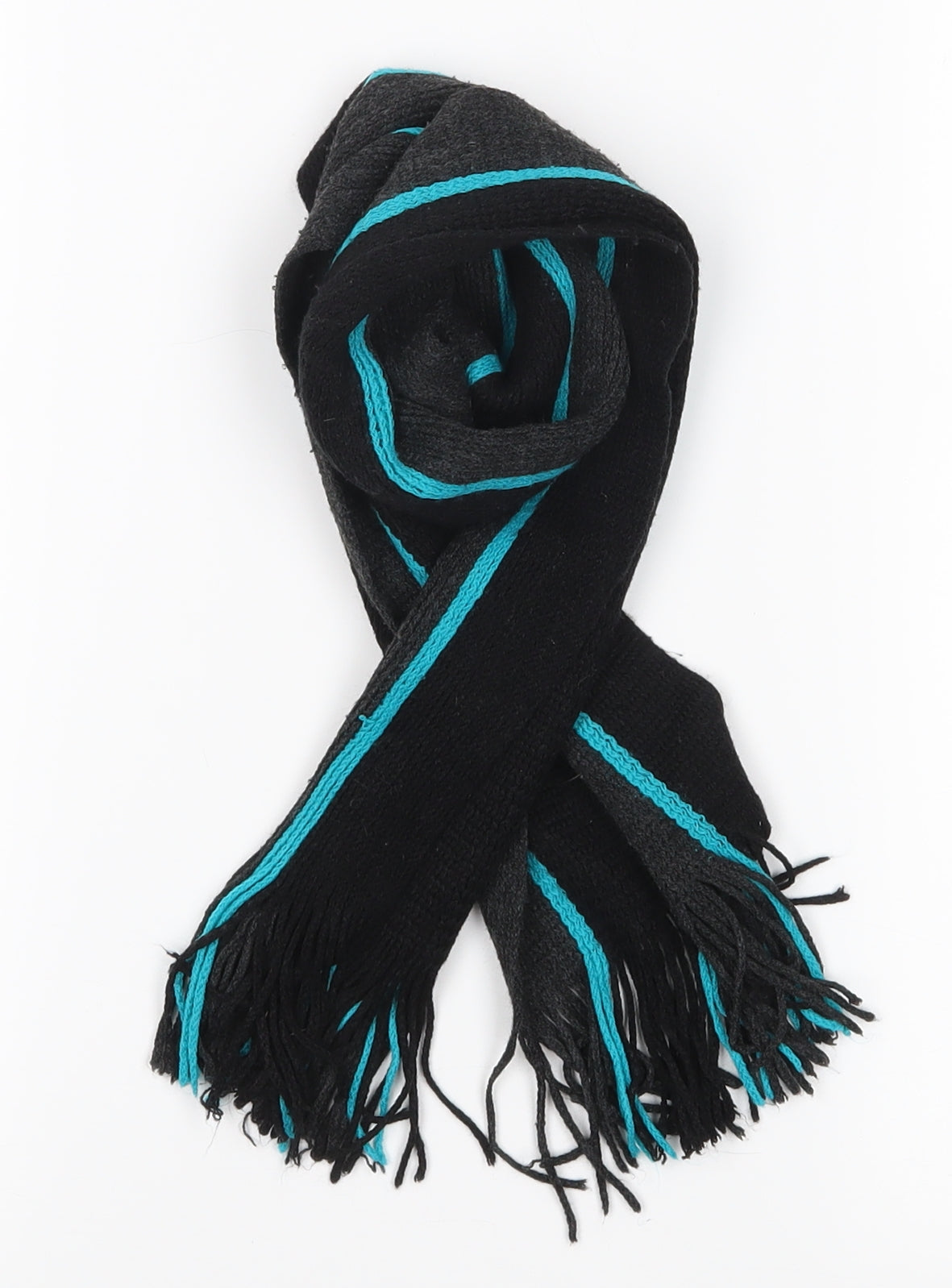 Preworn Boys Black Striped  Scarf  One Size