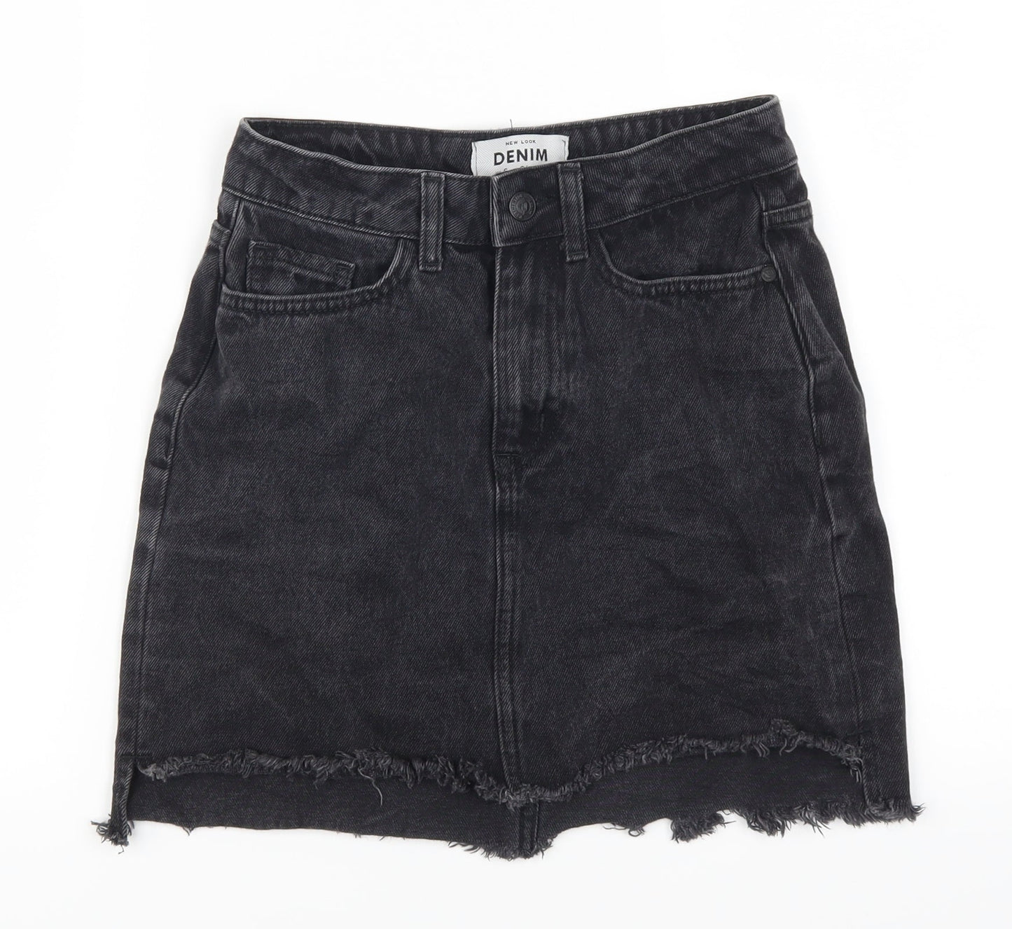 New Look Womens Grey  Denim A-Line Skirt Size 6