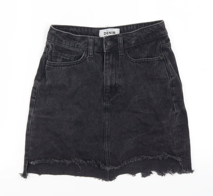 New Look Womens Grey  Denim A-Line Skirt Size 6