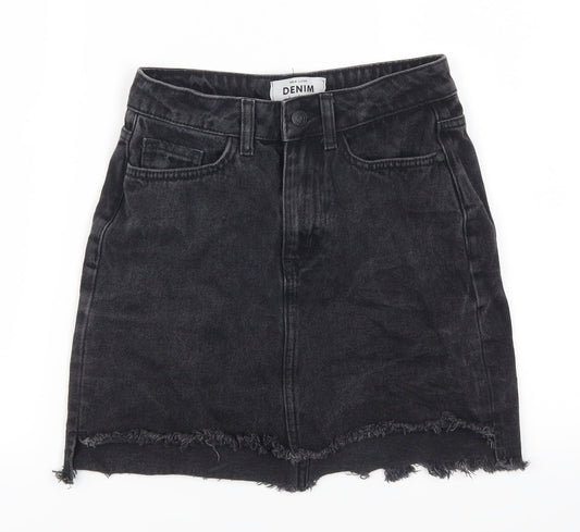 New Look Womens Grey  Denim A-Line Skirt Size 6