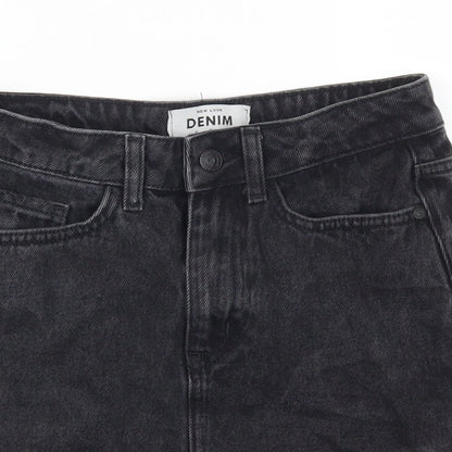 New Look Womens Grey  Denim A-Line Skirt Size 6