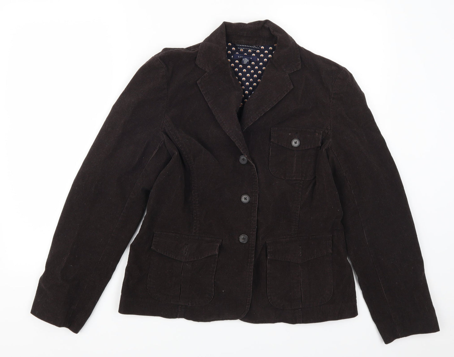 Lands End Womens Brown  Corduroy Jacket Suit Jacket Size 10