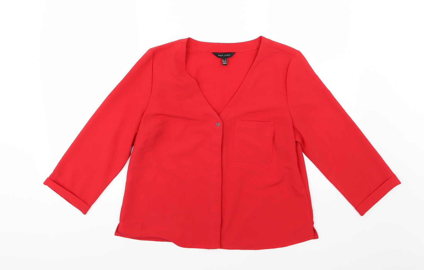 Womens UK Size 12 New Look Red Basic Blouse