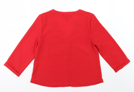 Womens UK Size 12 New Look Red Basic Blouse