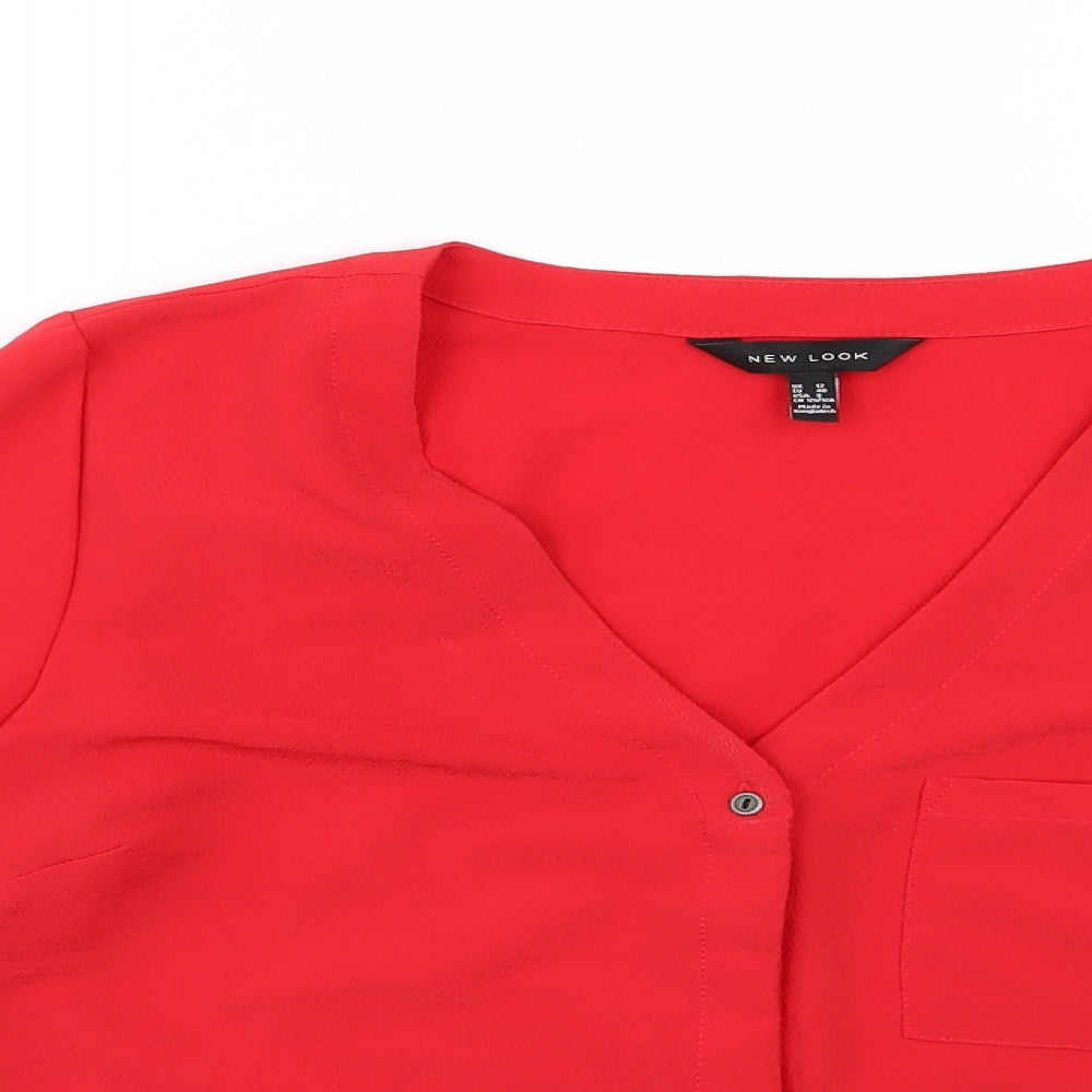 Womens UK Size 12 New Look Red Basic Blouse