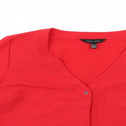 Womens UK Size 12 New Look Red Basic Blouse