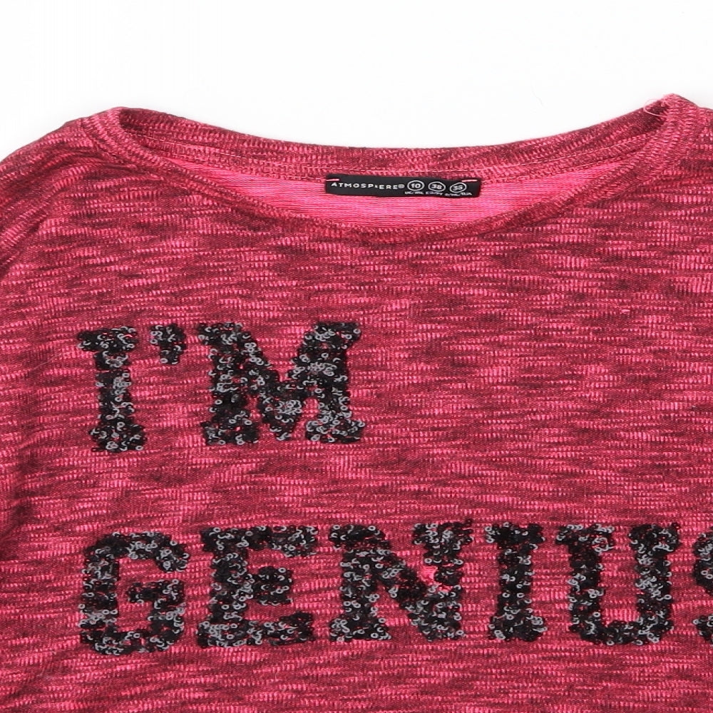 Womens UK Size 10 Atmosphere Pink Basic T-Shirt