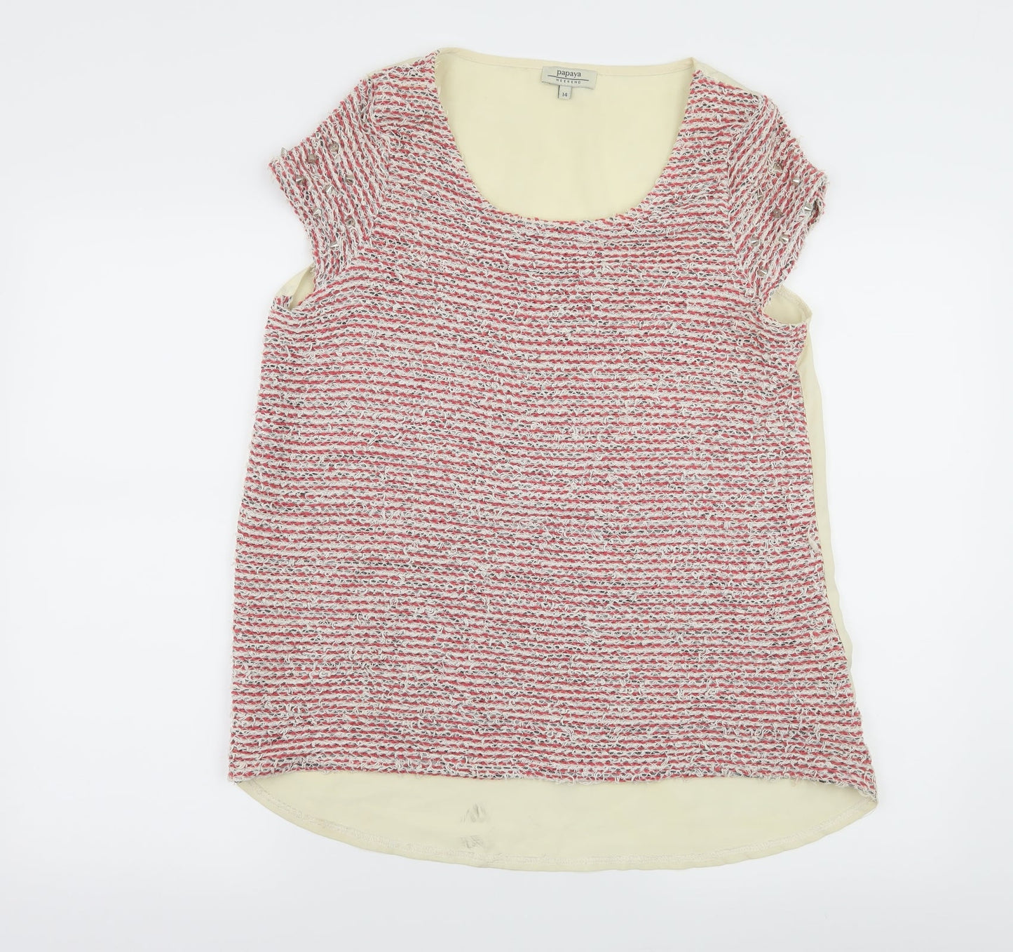 Papaya Womens Pink Striped  Basic Blouse Size 14