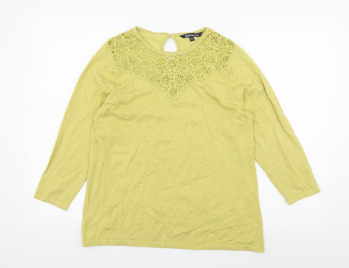 Bonmarché Womens Green Knit Pullover Jumper Size 12