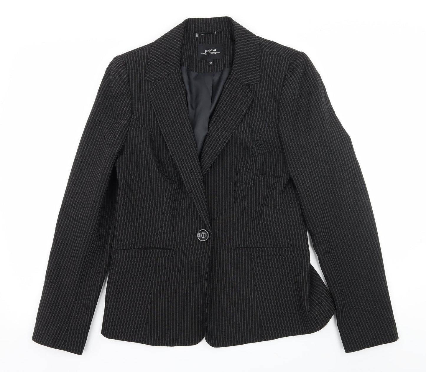 Papaya Womens Black Striped  Jacket Suit Jacket Size 12