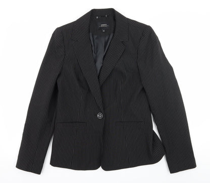 Papaya Womens Black Striped  Jacket Suit Jacket Size 12
