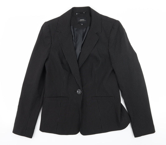 Papaya Womens Black Striped  Jacket Suit Jacket Size 12