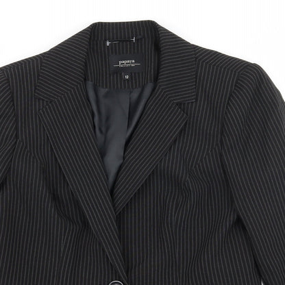 Papaya Womens Black Striped  Jacket Suit Jacket Size 12