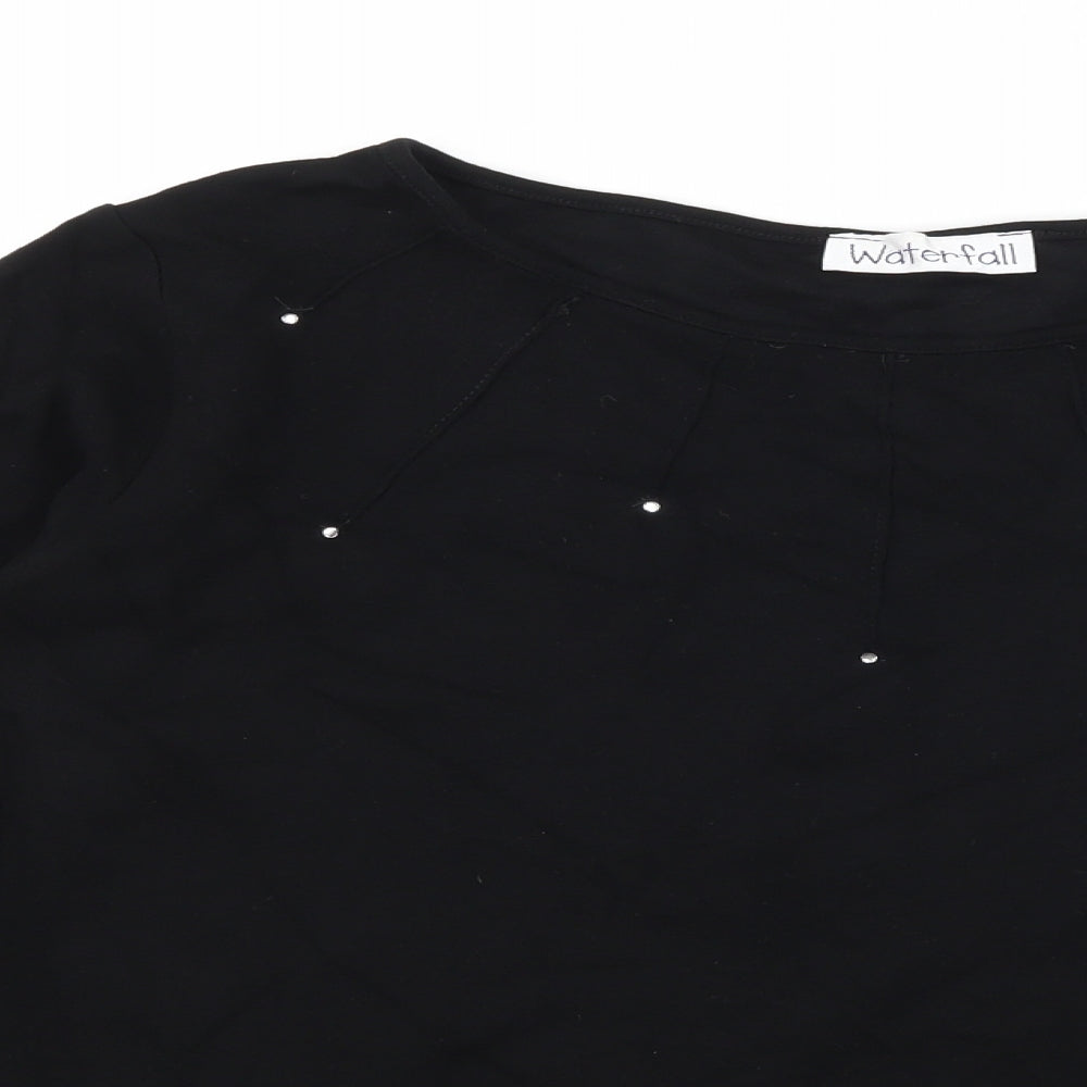 Waterfall Womens Black  Jersey Basic T-Shirt Size L