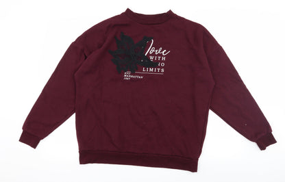 Primark Womens Purple  Jersey Pullover Sweatshirt Size 6  - Slogan